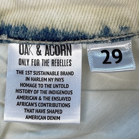 New Oak & Acorn Ninety Three Long Cut Off Frayed Hem Shorts Dipped Indigo 29 - Picture 11 of 14